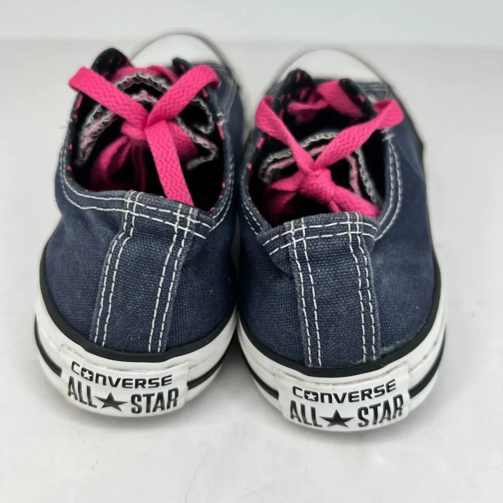 Converse Unisex 136568F Navy Blue Pink Hearts Double Tongue Size 7M 9W Sneakers